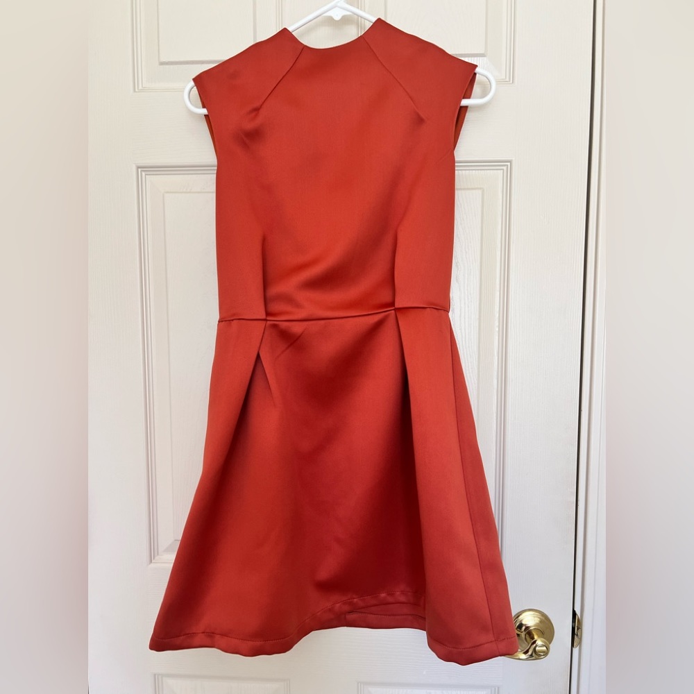 ASOS Sleeveless Satin Structured Dress, Size 4, Orange Brown